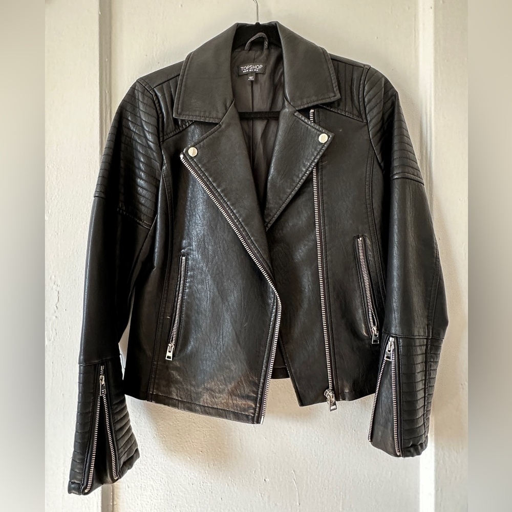 TopShol faux leather jacket, black, size 4 US